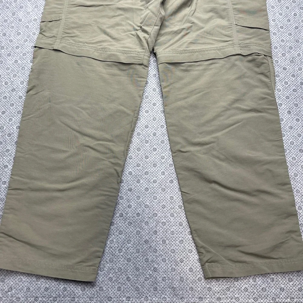 The North Face Mens XL Olive Green Convertible Zip Off Hiking Cargo Pants Belted
